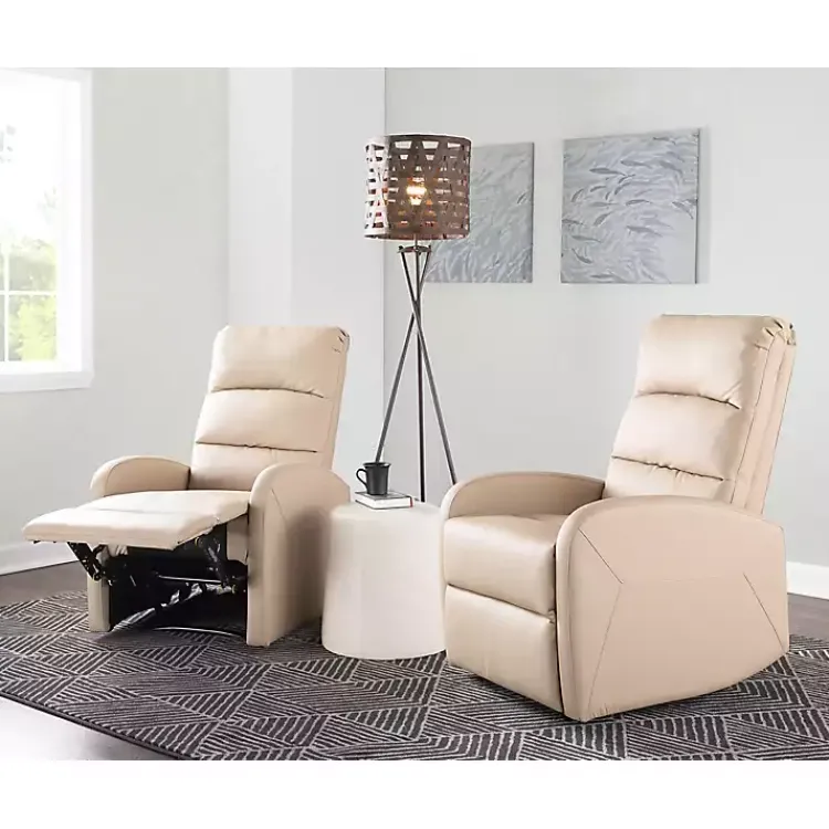 Accent Chairs-Kirklands Home Faux Leather Dormi Recliner Tan