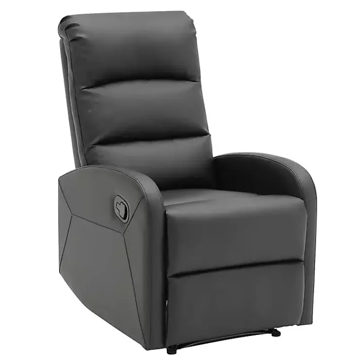 Accent Chairs-Kirklands Home Faux Leather Dormi Recliner Black