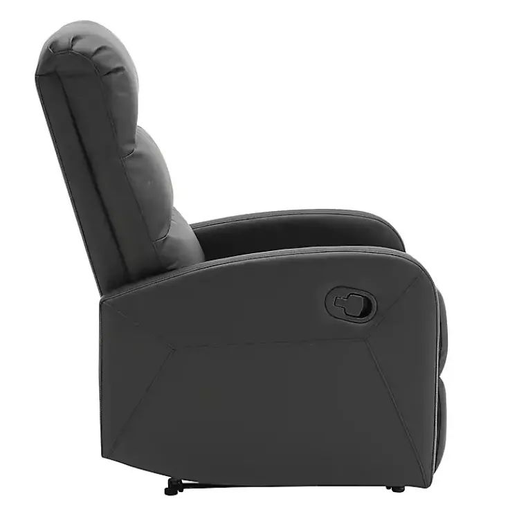 Accent Chairs-Kirklands Home Faux Leather Dormi Recliner Black