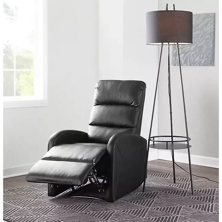 Accent Chairs-Kirklands Home Faux Leather Dormi Recliner Black