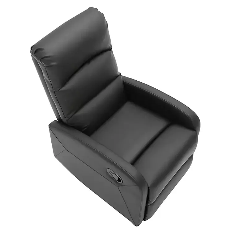 Accent Chairs-Kirklands Home Faux Leather Dormi Recliner Black