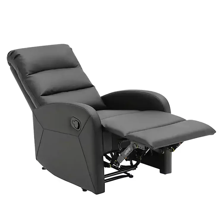 Accent Chairs-Kirklands Home Faux Leather Dormi Recliner Black