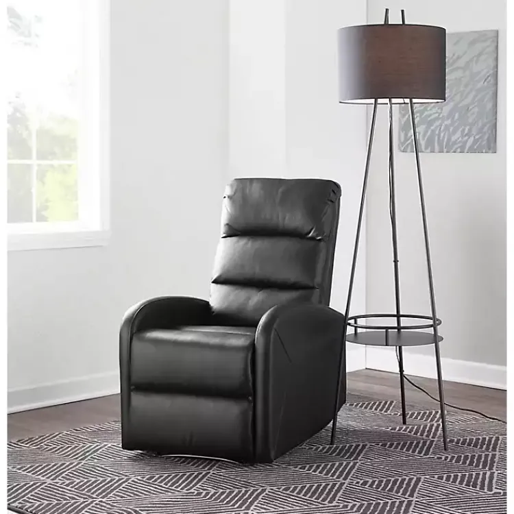 Accent Chairs-Kirklands Home Faux Leather Dormi Recliner Black