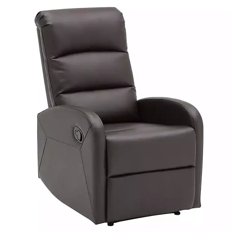 Accent Chairs-Kirklands Home Faux Leather Dormi Recliner Brown