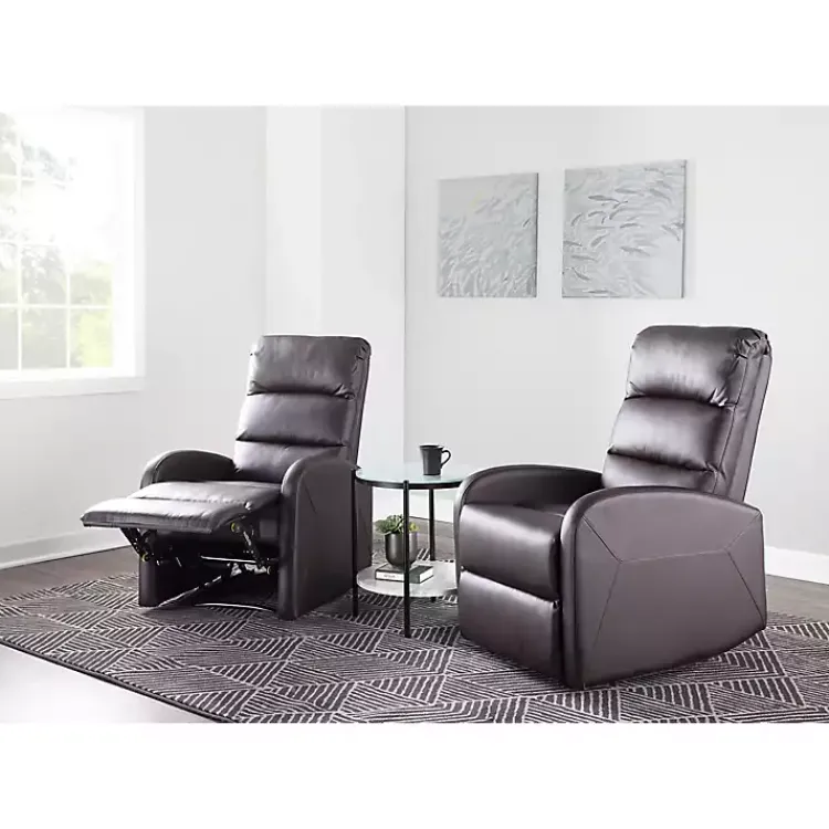 Accent Chairs-Kirklands Home Faux Leather Dormi Recliner Brown