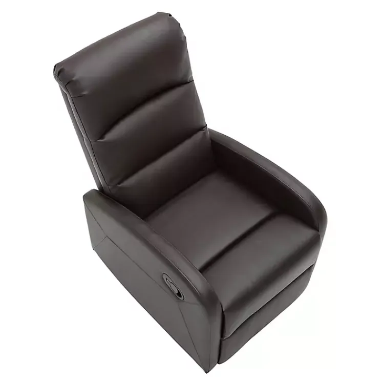 Accent Chairs-Kirklands Home Faux Leather Dormi Recliner Brown