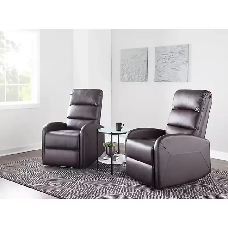 Accent Chairs-Kirklands Home Faux Leather Dormi Recliner Brown