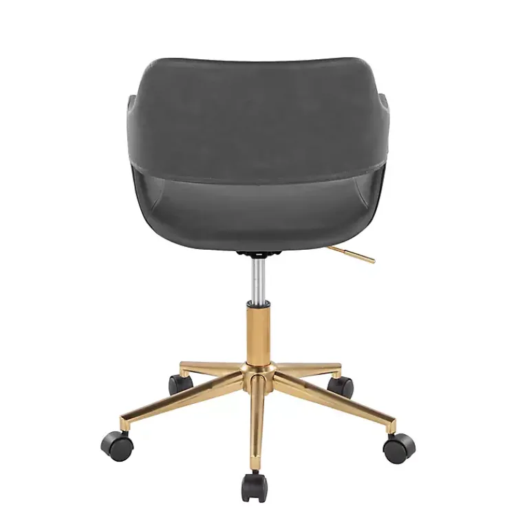 Office Furniture-Kirklands Home Faux Leather & Gold Marshall Office Chair Gray