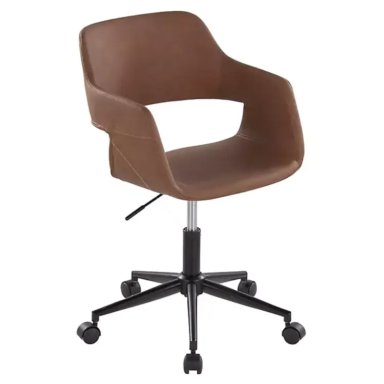 Office Furniture-Kirklands Home Faux Leather & Black Marshall Office Chair Brown