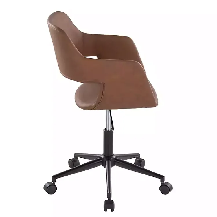 Office Furniture-Kirklands Home Faux Leather & Black Marshall Office Chair Brown