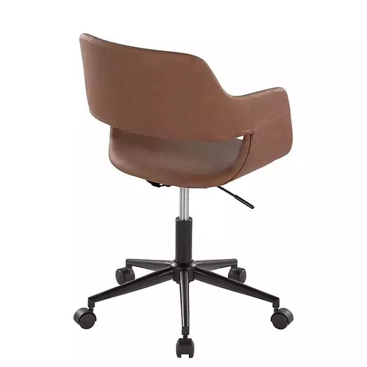 Office Furniture-Kirklands Home Faux Leather & Black Marshall Office Chair Brown
