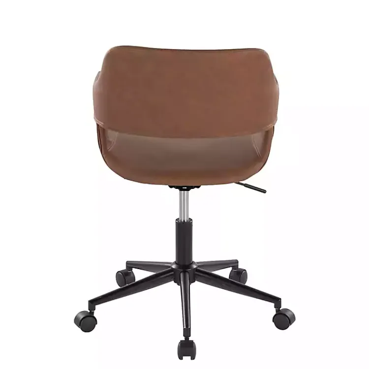 Office Furniture-Kirklands Home Faux Leather & Black Marshall Office Chair Brown