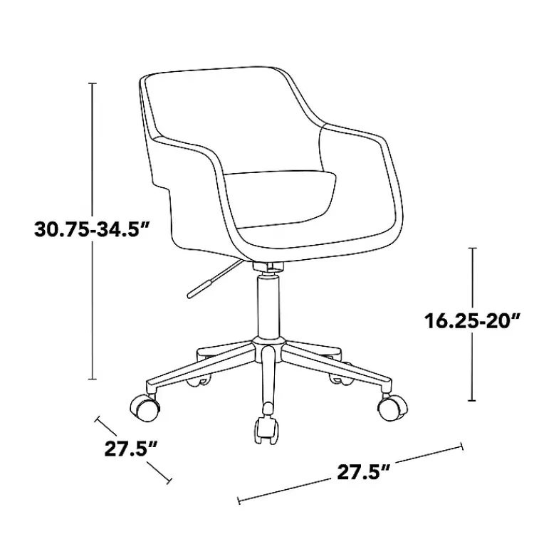 Office Furniture-Kirklands Home Faux Leather & Black Marshall Office Chair Brown