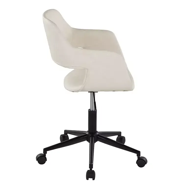 Office Furniture-Kirklands Home Cream Faux Leather & Black Marshall Office Chair White