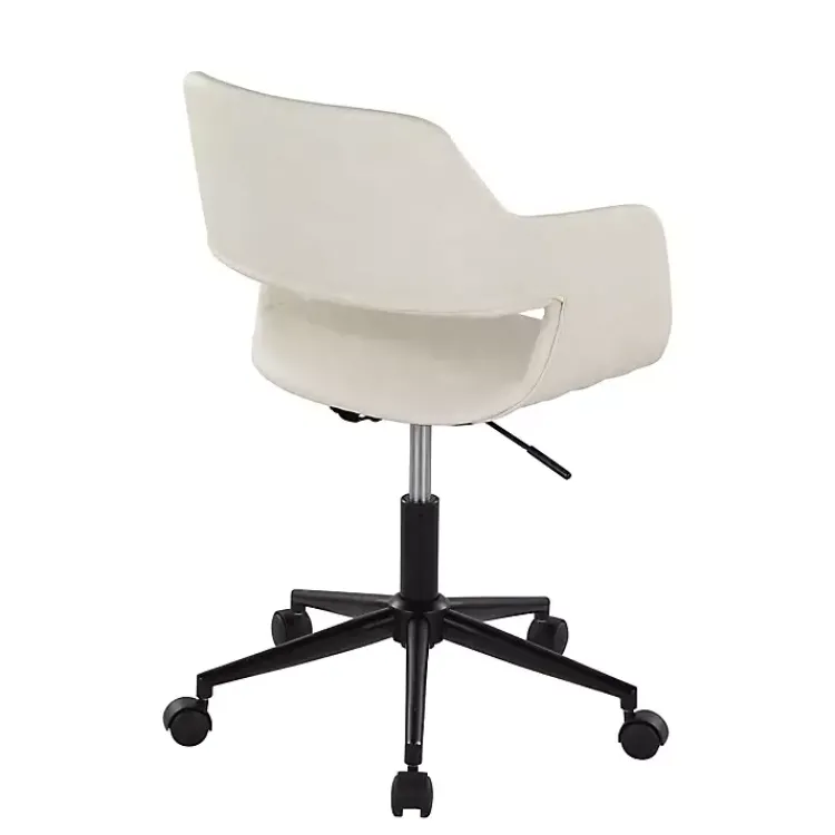 Office Furniture-Kirklands Home Cream Faux Leather & Black Marshall Office Chair White