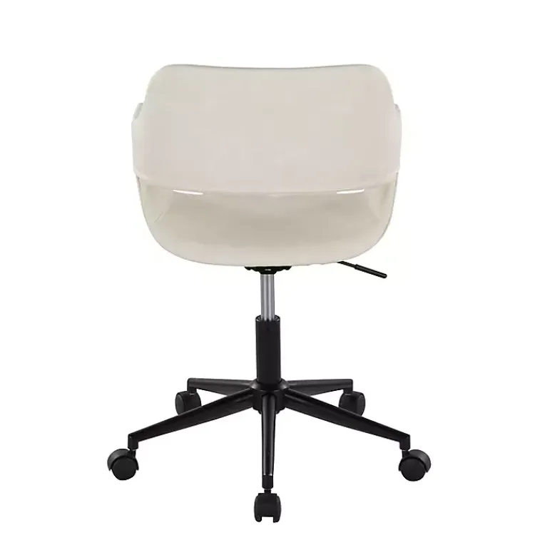 Office Furniture-Kirklands Home Cream Faux Leather & Black Marshall Office Chair White