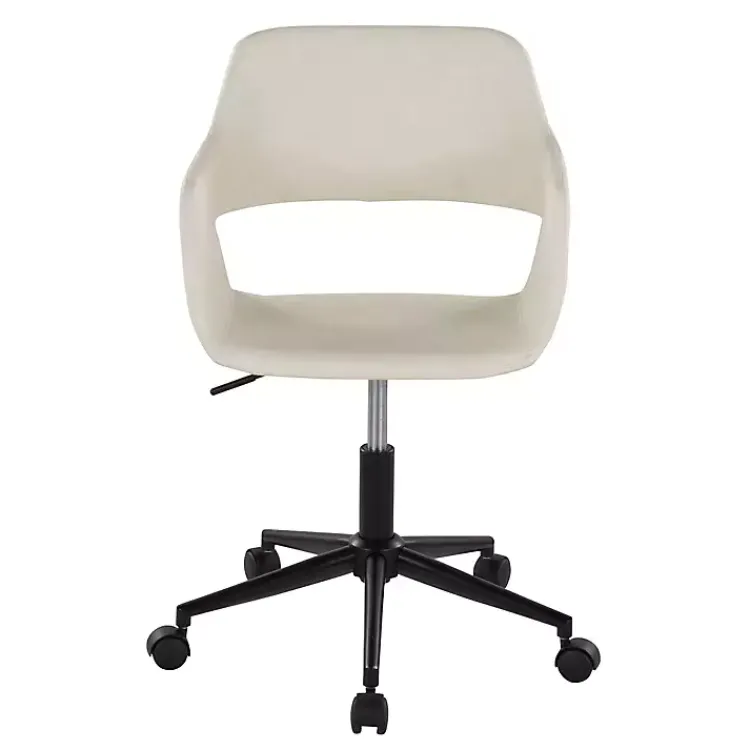 Office Furniture-Kirklands Home Cream Faux Leather & Black Marshall Office Chair White