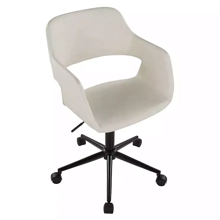 Office Furniture-Kirklands Home Cream Faux Leather & Black Marshall Office Chair White