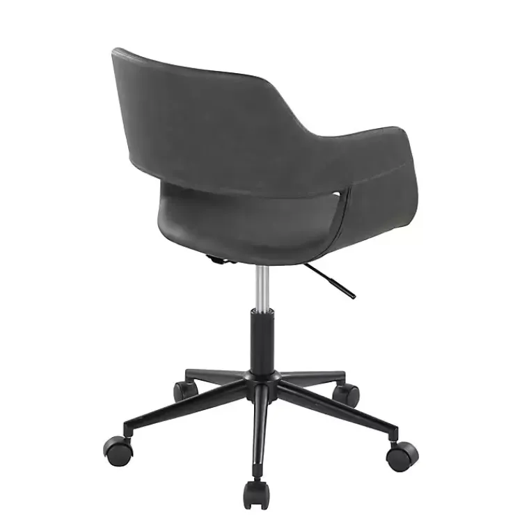 Office Furniture-Kirklands Home Faux Leather & Black Marshall Office Chair Gray