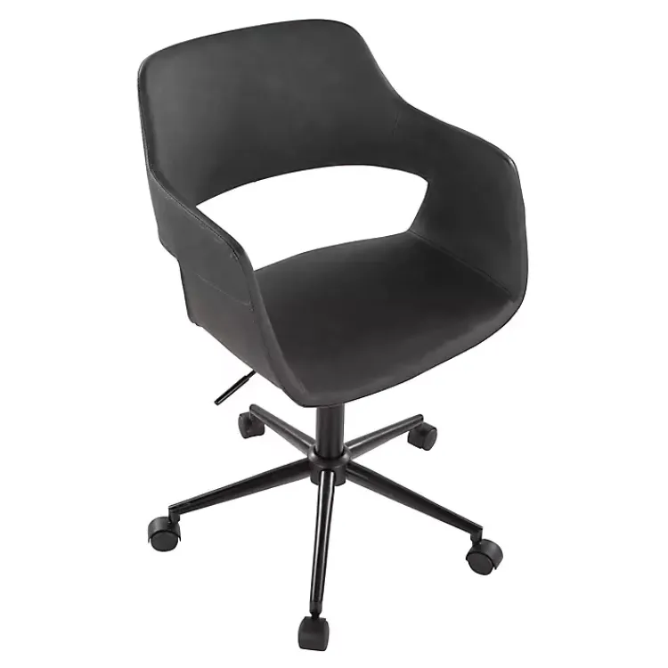 Office Furniture-Kirklands Home Faux Leather & Black Marshall Office Chair Gray