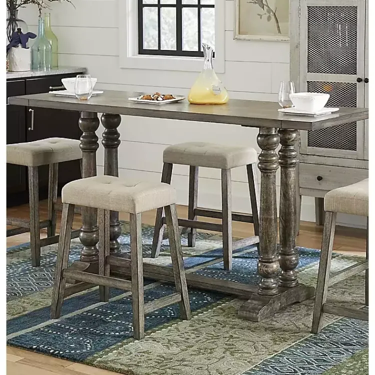 Dining Tables-Kirklands Home Smokey Oak Wood Chandler Counter Height Table