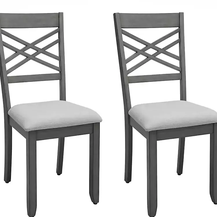 Dining Chairs-Kirklands Home Graywash Wood X-Back Dining Chairs, Set of 2 White