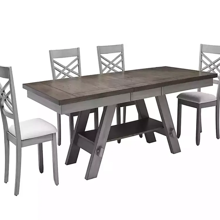 Dining Chairs-Kirklands Home Graywash Wood X-Back Dining Chairs, Set of 2 White