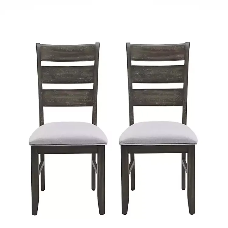 Dining Chairs-Kirklands Home Rustic Brown Slat Back Dining Chairs, Set of 2 Gray