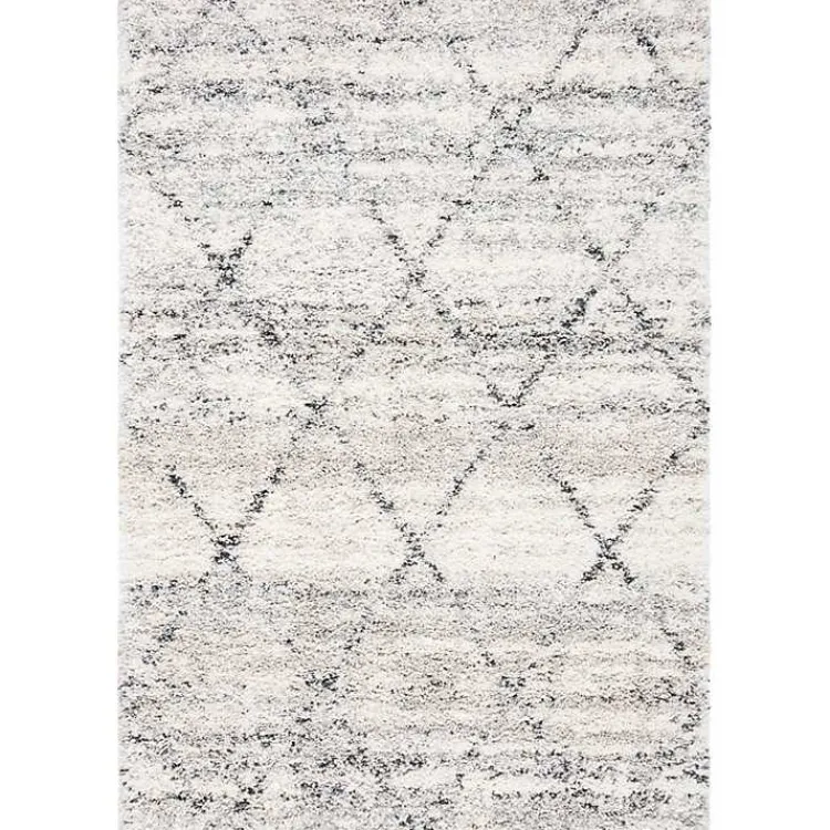 Area Rugs-Kirklands Home Gray and Ivory Fontana Shag Area Rug, 5x7
