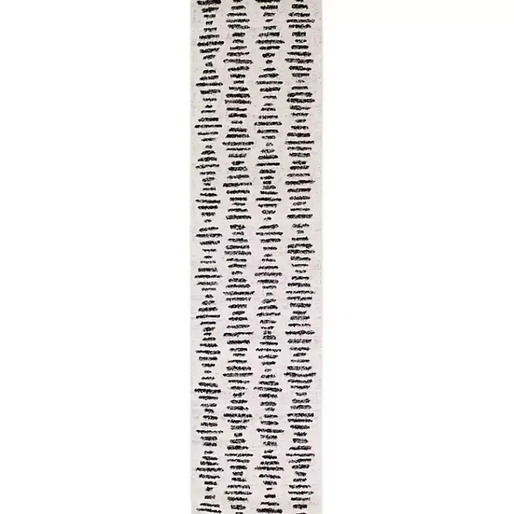 Area Rugs-Kirklands Home Black and Ivory Tulum Geometric Runner, 2x8