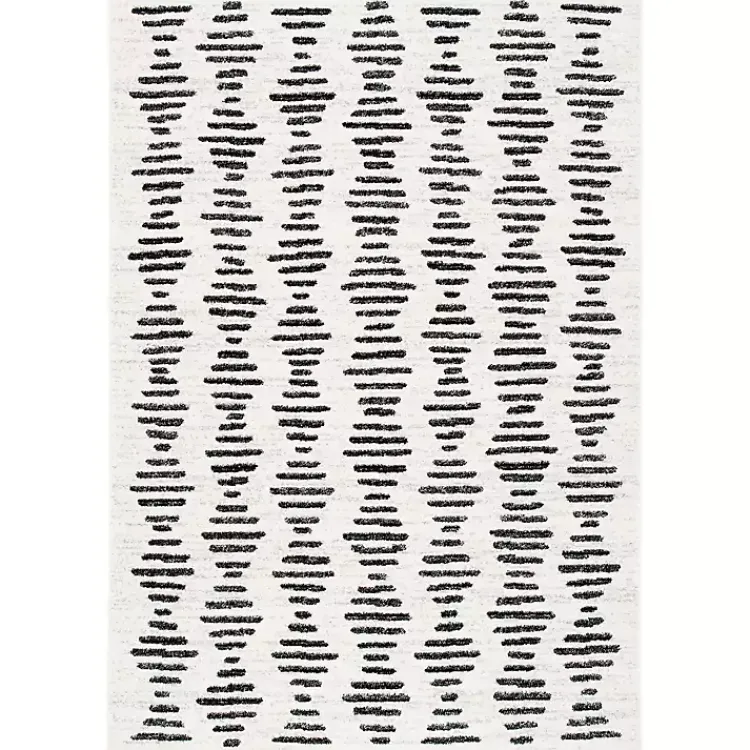 Area Rugs-Kirklands Home Black and Ivory Tulum Geometric Area Rug, 5x7