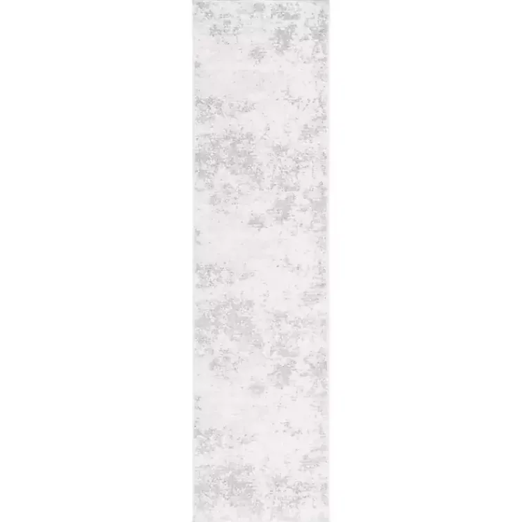 Area Rugs-Kirklands Home Gray and Ivory Whisper Abstract Runner, 2x8