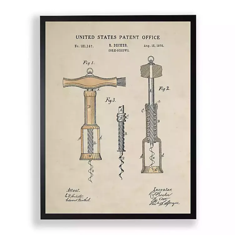 Framed Art-Kirklands Home Cork Screw Patent Framed Art Print