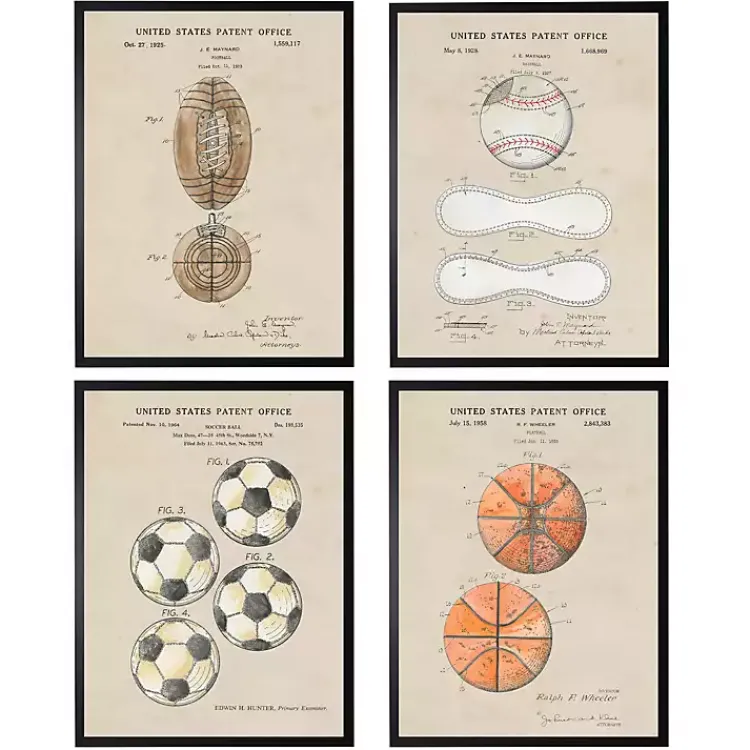 Framed Art-Kirklands Home Sports Ball Patents Framed Art Prints Multi