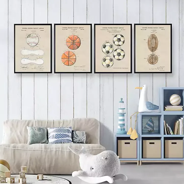 Framed Art-Kirklands Home Sports Ball Patents Framed Art Prints Multi