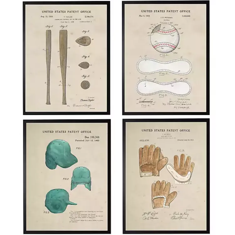 Framed Art-Kirklands Home Baseball Patents Framed Art Prints Multi