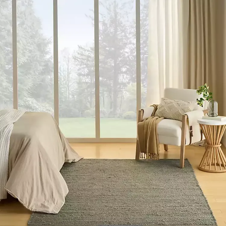 Area Rugs-Kirklands Home Jaxon Sage Natural Jute Area Rug, 5x7 Green