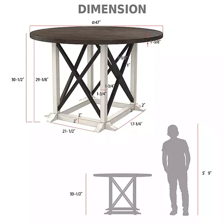 Dining Tables-Kirklands Home Rustic White & Oak Wood Round Dining Table Brown