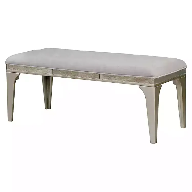 Dining Chairs-Kirklands Home Tufted Upholstered Silver Dining Bench Gray