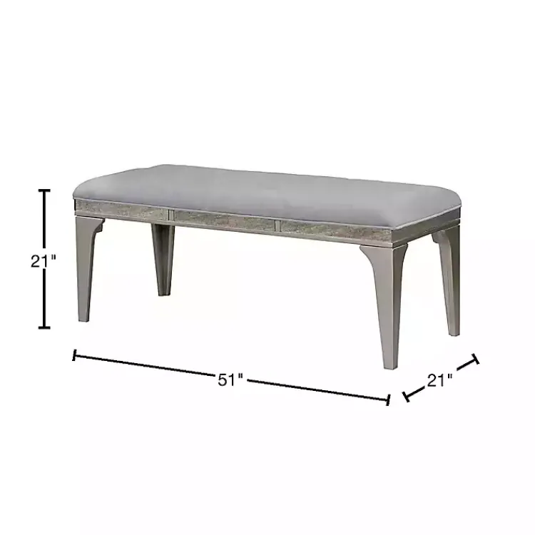 Dining Chairs-Kirklands Home Tufted Upholstered Silver Dining Bench Gray