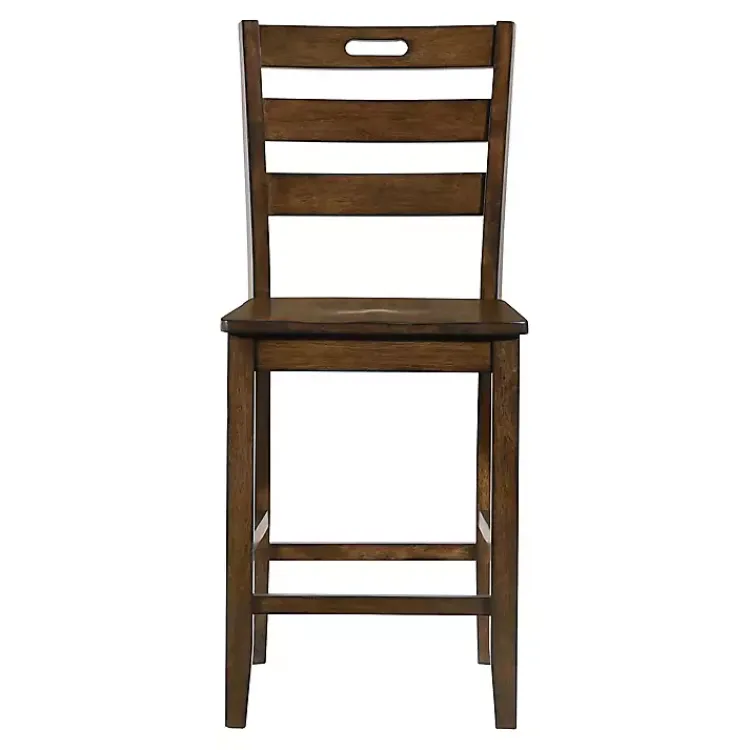 Bar Stools & Counter Height Stools-Kirklands Home Rustic Oak Wood Quinby Counter Stools, Set of 2 Brown