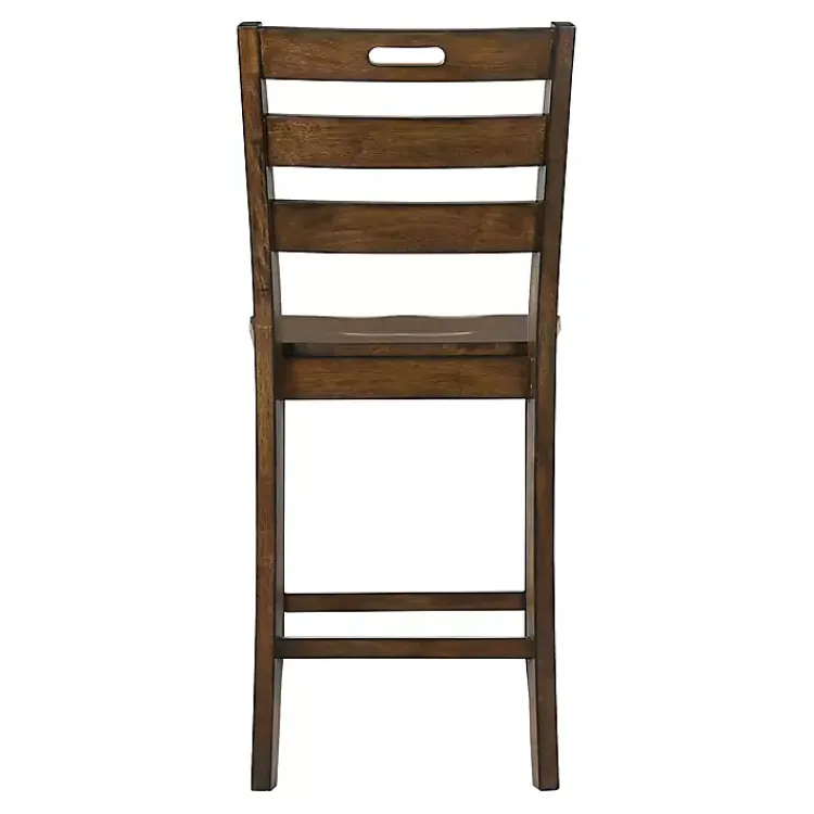 Bar Stools & Counter Height Stools-Kirklands Home Rustic Oak Wood Quinby Counter Stools, Set of 2 Brown