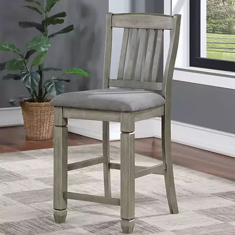 Bar Stools & Counter Height Stools-Kirklands Home Wire-Brushed Noreste Counter Stools, Set of 2 Gray