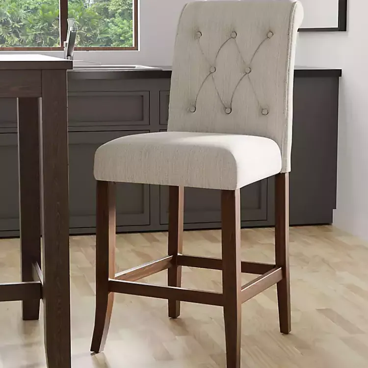 Bar Stools & Counter Height Stools-Kirklands Home Beige Tufted Landon Counter Stools, Set of 2 Tan