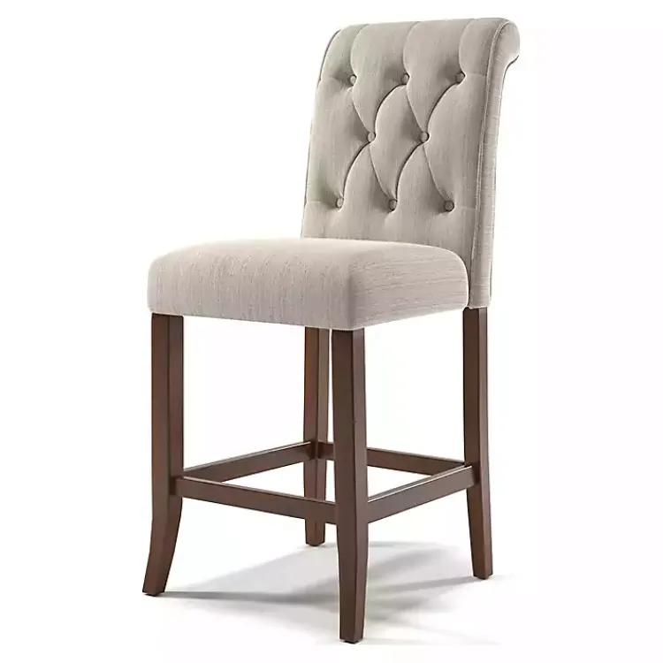 Bar Stools & Counter Height Stools-Kirklands Home Beige Tufted Landon Counter Stools, Set of 2 Tan