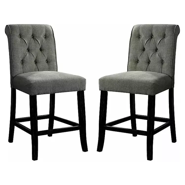 Bar Stools & Counter Height Stools-Kirklands Home Tufted Landon Counter Stools, Set of 2 Gray