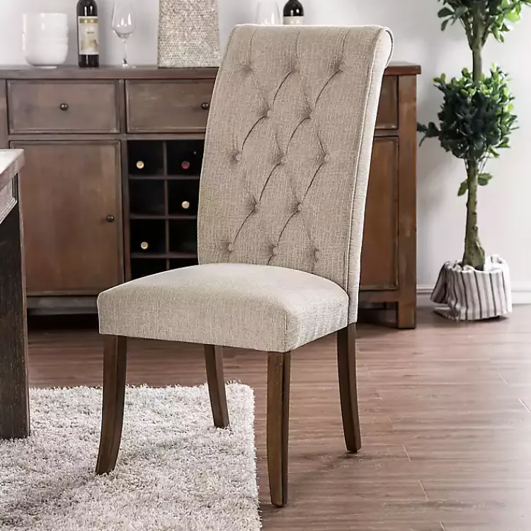 Dining Chairs-Kirklands Home Beige Tufted Landon Dining Chairs, Set of 2 Tan