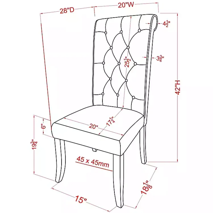 Dining Chairs-Kirklands Home Tufted Landon Dining Chairs, Set of 2 Gray