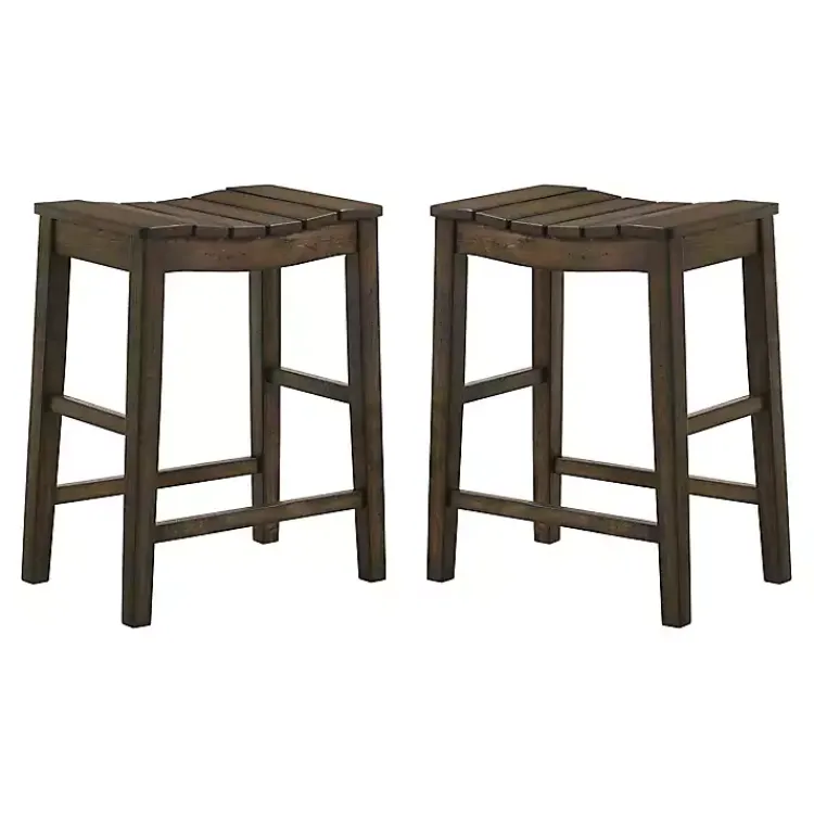 Bar Stools & Counter Height Stools-Kirklands Home Dark Oak Wood Whitcombe Counter Stools, Set of 2 Brown