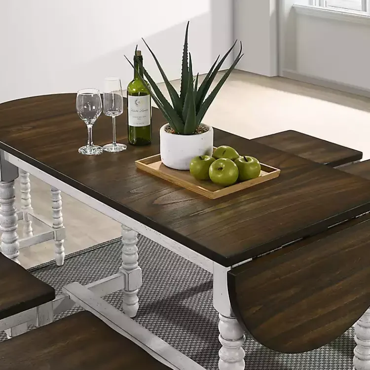 Dining Tables-Kirklands Home Dark Walnut & White Wood Ema Counter Height Table Brown